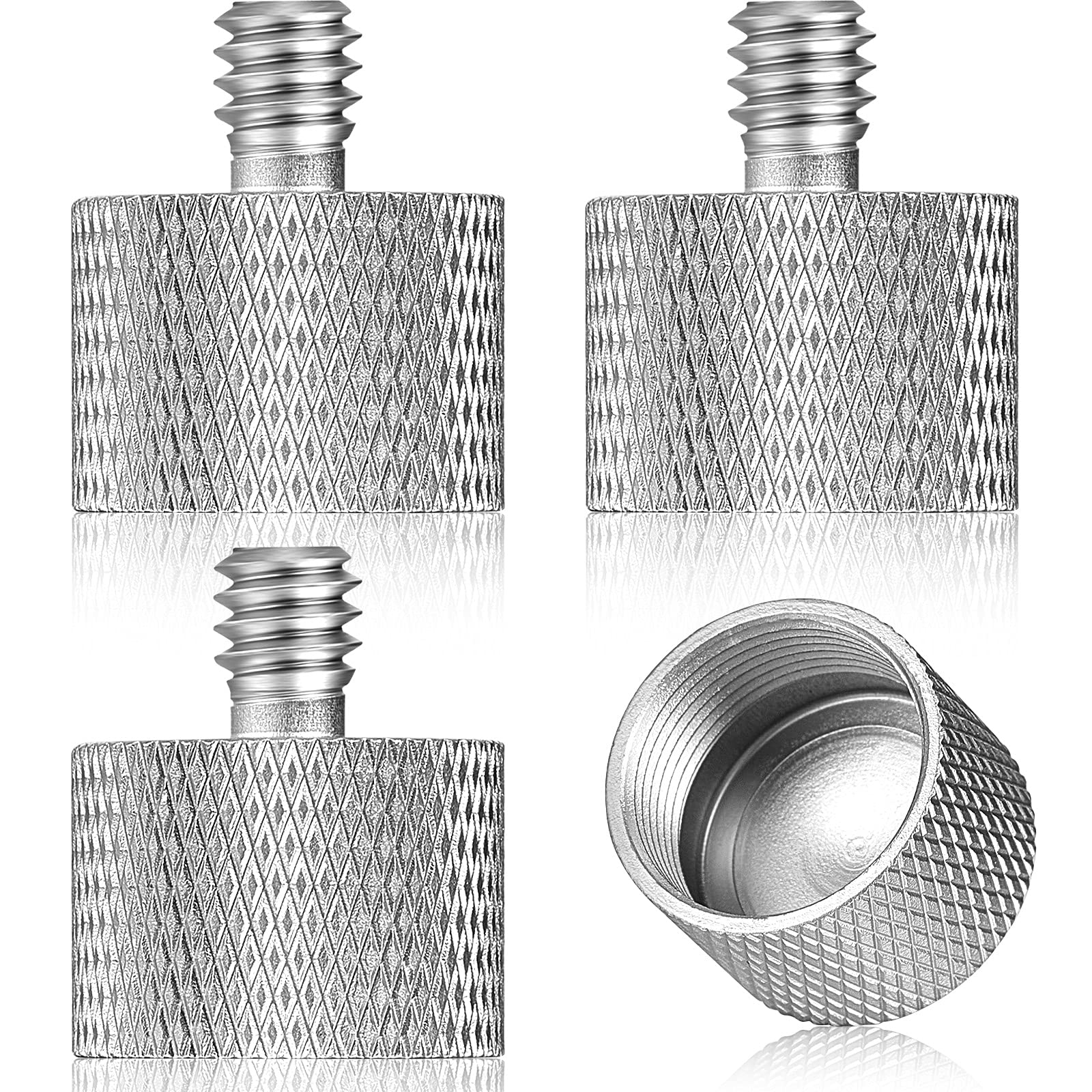 4 Pieces Mic Stand Adapter 5/8 Female to 1/4 Male for Camera Mount Tripod Thread Adapter Conversion Connector Screw Adapter for Microphone Stand Mount Adapter (Silver)