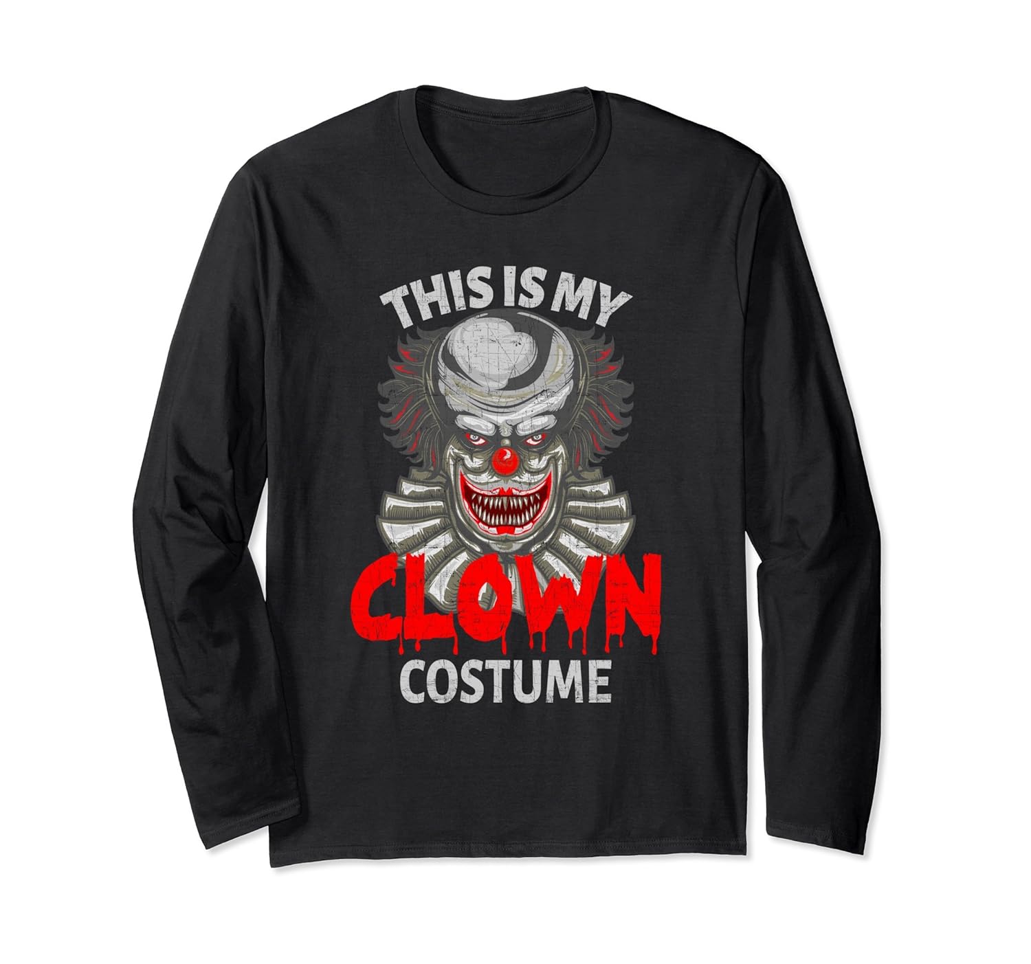 Scary Clown Halloween Costume Long Sleeve T-Shirt-ANZ