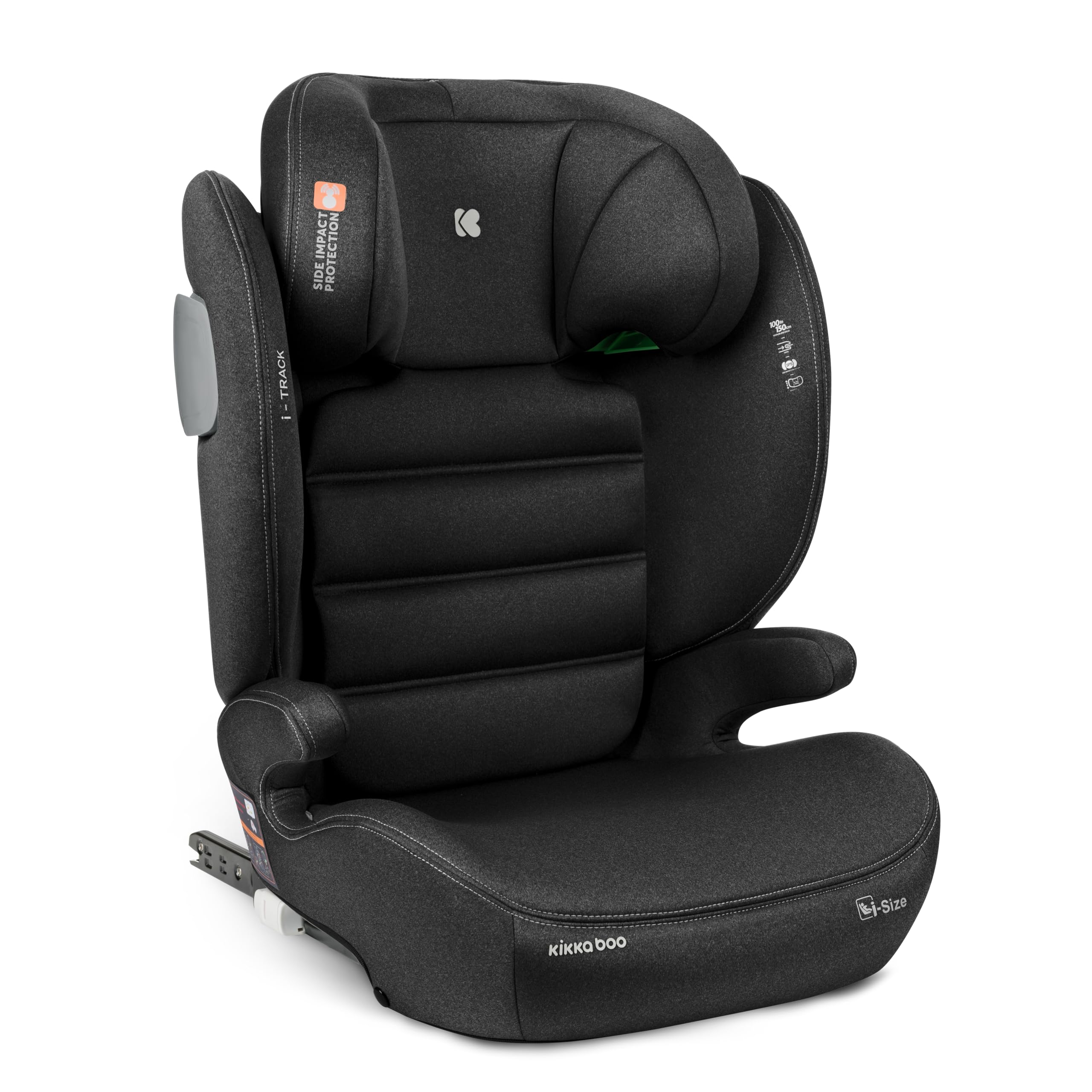 KikkaBoo Kindersitz 15-36 kg mit ISOFIX i-TRACK, Kindersitz ab 3 Jahre, Gruppe 2-3, Autositz bis 12 Jahre, i-Size, SPS, 12-fach verstellbare Kopfstütze, 100-150 cm, Schwarz