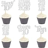 Gyufise 30Pcs Happy 10th Birthday Cupcake Toppers Glitter Ten Straight Outta 2016 Cupcake Picks Cheers to 10 Fabulous Cake Decorations for 10th Birthday Anniversary Party Supplies Silver