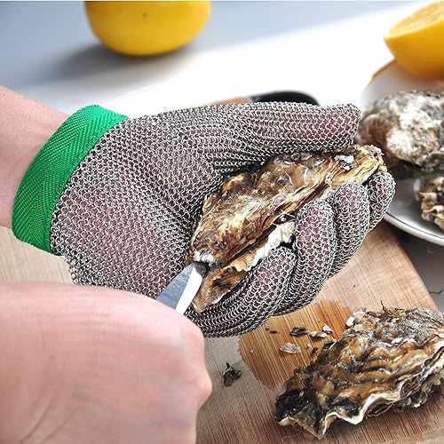 Dowellife Chainmail Glove, Cut Resistant, Stainless Steel Mesh