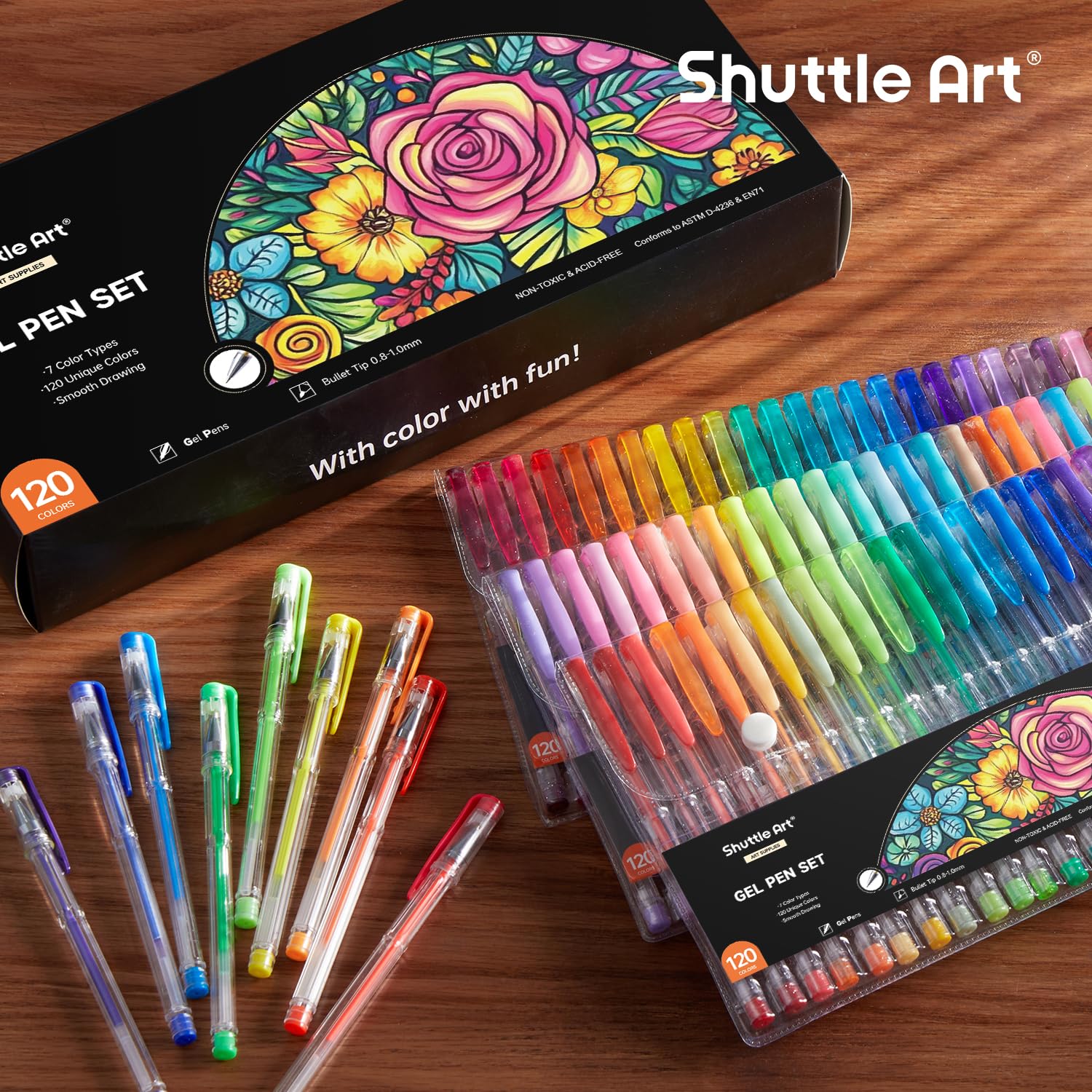 Shuttle Art 120 Unique Colors (No Duplicates) Gel Pens Gel Pen Set for Adult Coloring Books Art Markers