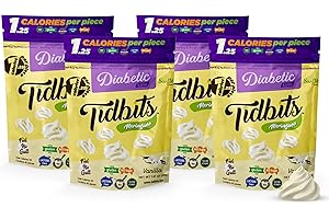 TIDBITS FUN BITES Meringues Vanilla Flavor DIABETIC 4 Pack, Low Carb, Low Calorie, Gluten-Free, Sugar-Free, and Dairy-Free Healthy Snack