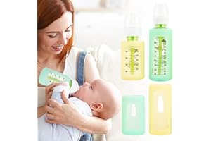 PUREKRA 4PCS Silicone Baby Bottle Sleeves for Dr. Brown Bottles 4oz 8oz, Silicone Bottle Covers Replacement for Dr. Brown Glass Bottles, Narrow Sleeve with a Cutout, Dishwasher/Freezer/Microwave Safe