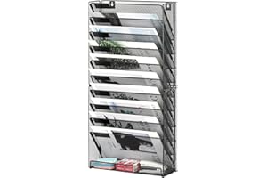 Solinxe 10 Tier Hanging File Folders, Document Organizer, Wall Paper Rack, Magazine Holder, Metal File Folder for Home Organi