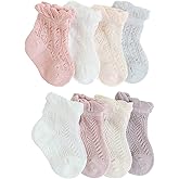 Eimmabey Toddler Socks Boys and Girls 8 Pack Cotton Baby Socks Cute Wrinkled 0-6 Months¡