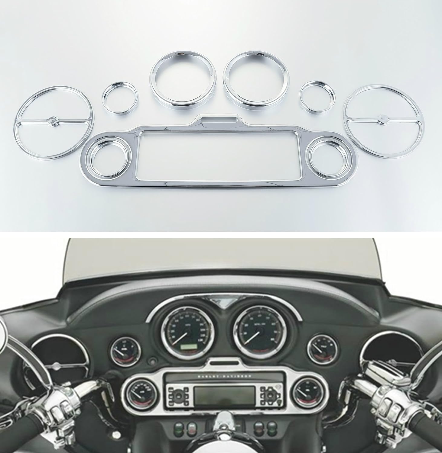 TengChang Motorcycle Chrome Speedometer Gauges Bezels Inner Fairing