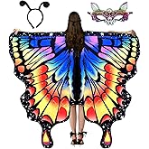 WhiteUniQoon Butterfly Costume for Women, Adult Butterfly Wings Halloween Party Costume with Lace Mask and Antenna Headband