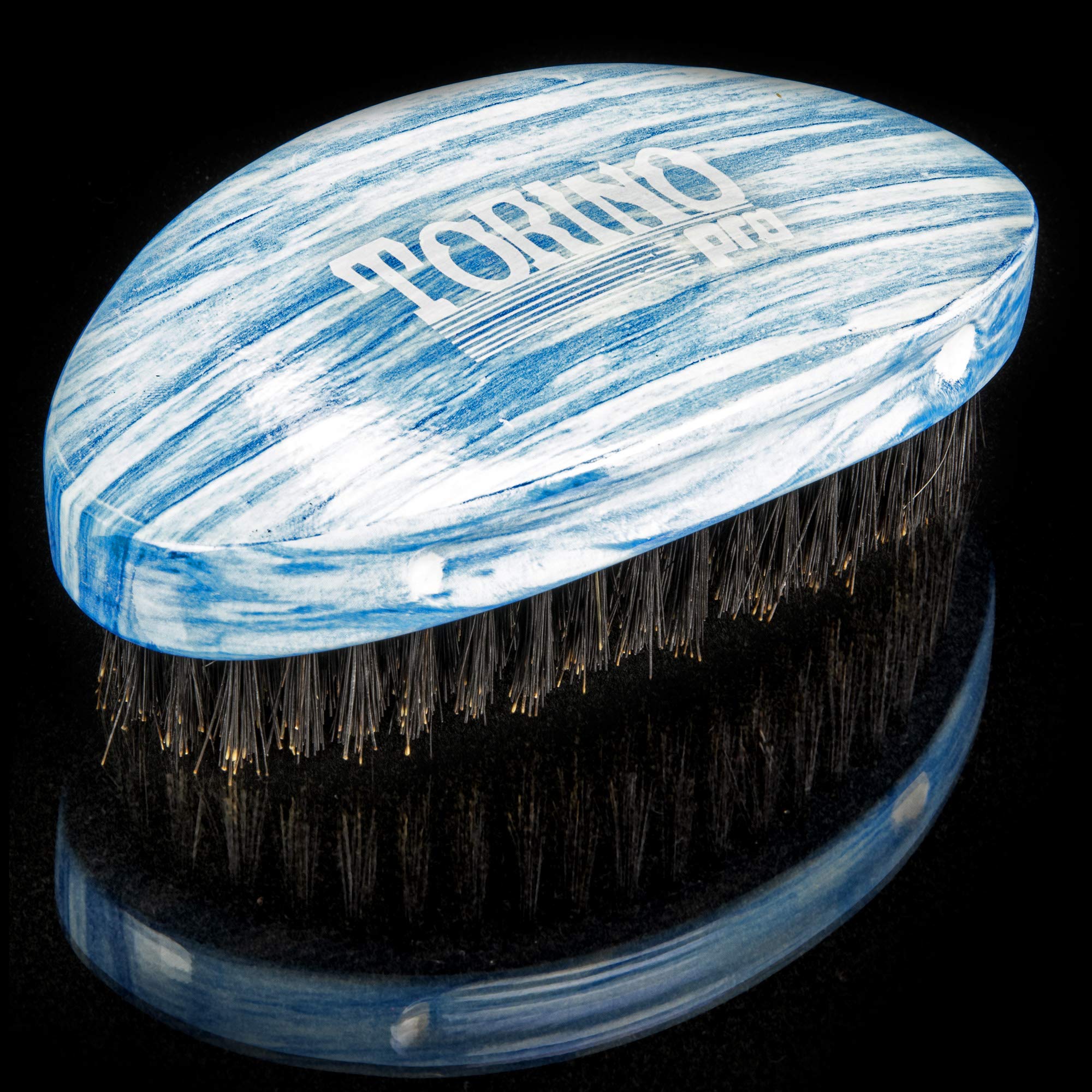 Torino Pro Medium Wave Brush #19 - Curve Palm Medium Hair brush for 360 Waves- 100% medium boar bristle Curved Hair brush for men