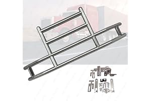 QSC TRUCK PARTS QSC Large Heavy Duty 70lbs Polished Stainless Steel Deer Guard w/Bracket Compatible with Volvo VNL 04-17