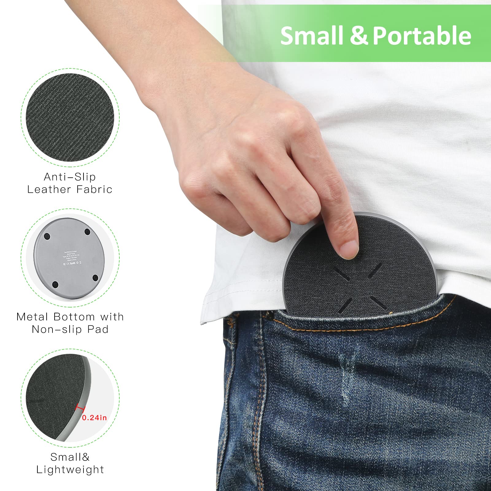 Fast Wireless Charger, Qi Charging Pad Charging Station Compatible iPhone 15/14/13/12/11/Pro Max/XR/XS/X/8, 15W Max Phone Charger for Samsung Galaxy S23/S22/S21/S20/S10/S9, Huawei P30 Pro/Mate RS