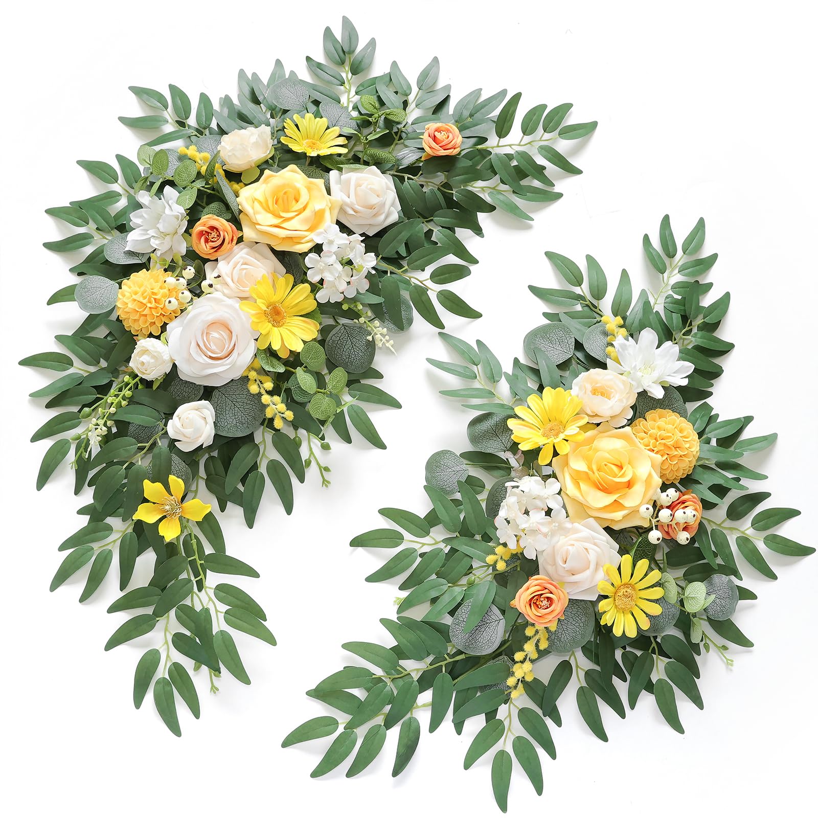 Photo 1 of WEIERYUE Artificial Wedding Arch Flowers Kit(Pack of 2) for Wedding Arch, Bridal Shower, Ceremony and Reception Backdrop Decoration (Gentle Creamy Yellow)