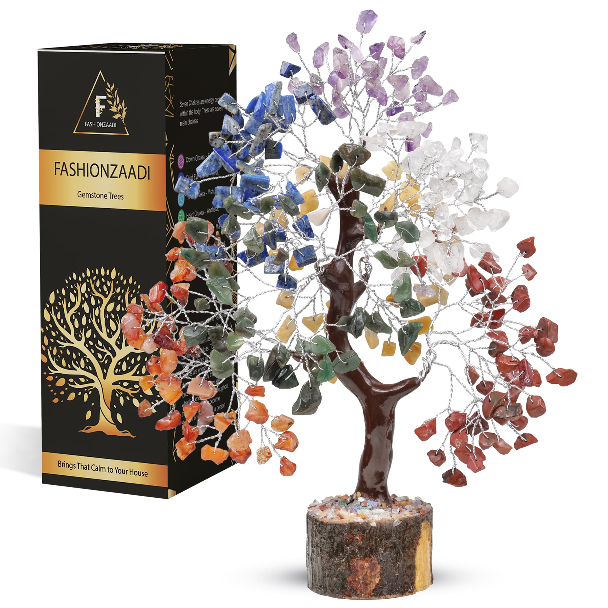 Seven Chakra Tree of Life - Crystal for Positive Energy, Feng Shui, Artificial Stone Home Decor - Spiritual Birthday Gifts for Women