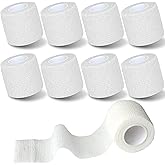 Chewarelly 8 Pack 2 in x 5 Yards Self Adhesive Bandage Wrap Elastic Cohesive Self Adherent Bandage Self Stick Vet Tape for Athletic, Wrist, Ankle, Knees, Pets (White)