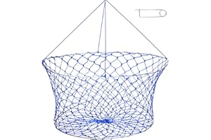 JAKIE-MAR Foldable Fishing Net, Landing Fishing Pier Nets, Drop Net for Pulling Up Fish with Rope, Portable Bridge Fishing Net for Minnows, Crawfish, Shrimp