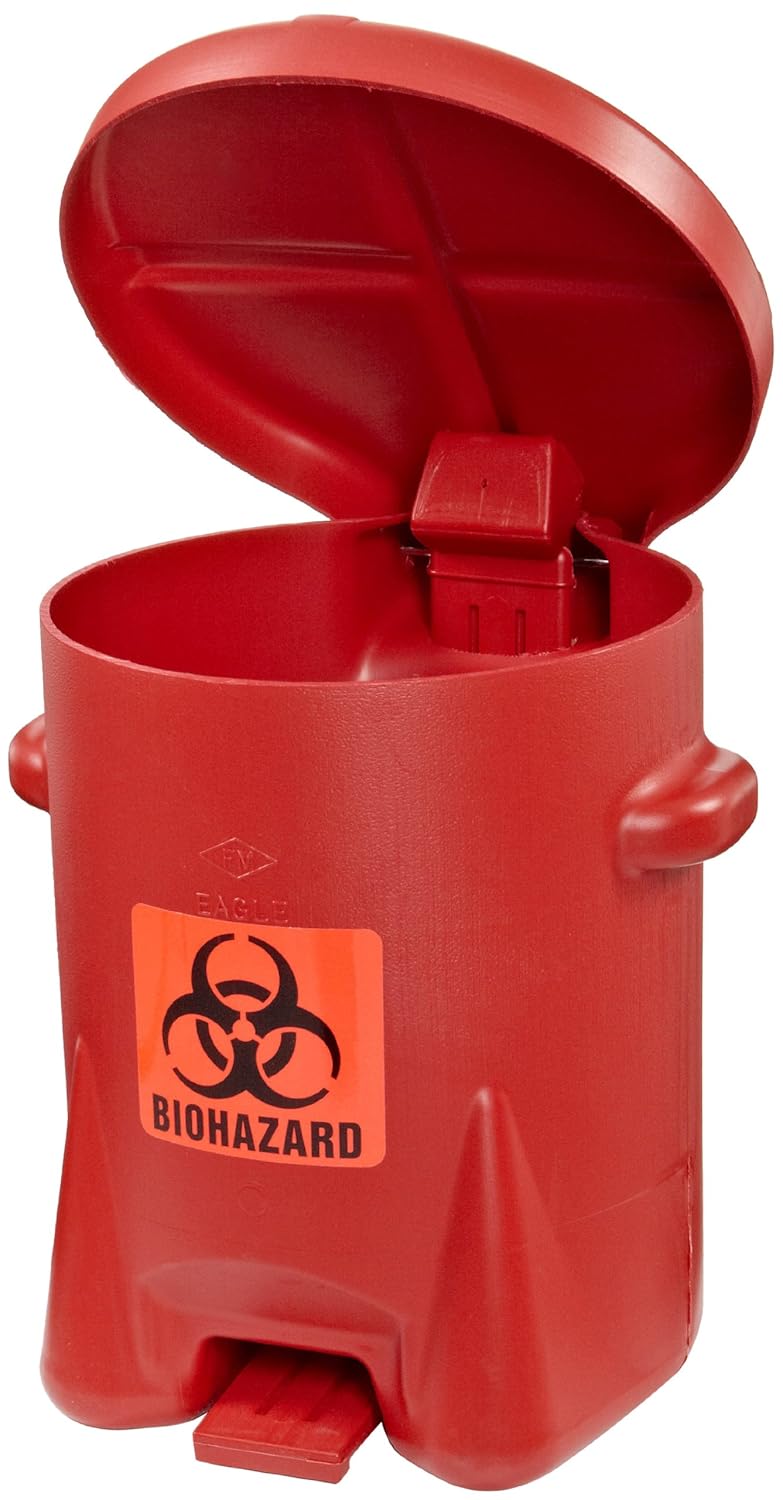 Eagle 943BIO Biohazardous Waste Polyethylene Safety Can with Foot Lever