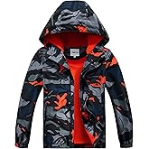 UMMTOM Boys Rain Jackets Lightweight Waterproof Hooded fleece Raincoats Windbreakers for Kids