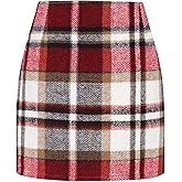 EachWell Womens High Waist Plaid Skirt Bodycon Pencil Wool Mini Skirts
