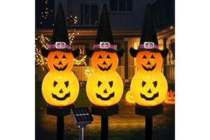 RJZZ Solar Halloween Pathway Lights 3 Pack Outdoor Halloween Decorations Solar Pumpkin Lights Outside Halloween Decorations Halloween Stake Lights Halloween Walkway Lights Solar Halloween Decorations