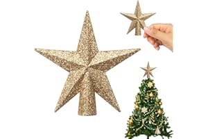 SUNEZLGO Mini Christmas Tree Topper, 3.35 Inch Small Star Treetop, Small Christmas Tree Top, Mini Christmas Tree Ornaments, Ornaments for Tree, Tree Star for Xmas Holiday Party Home Decoration