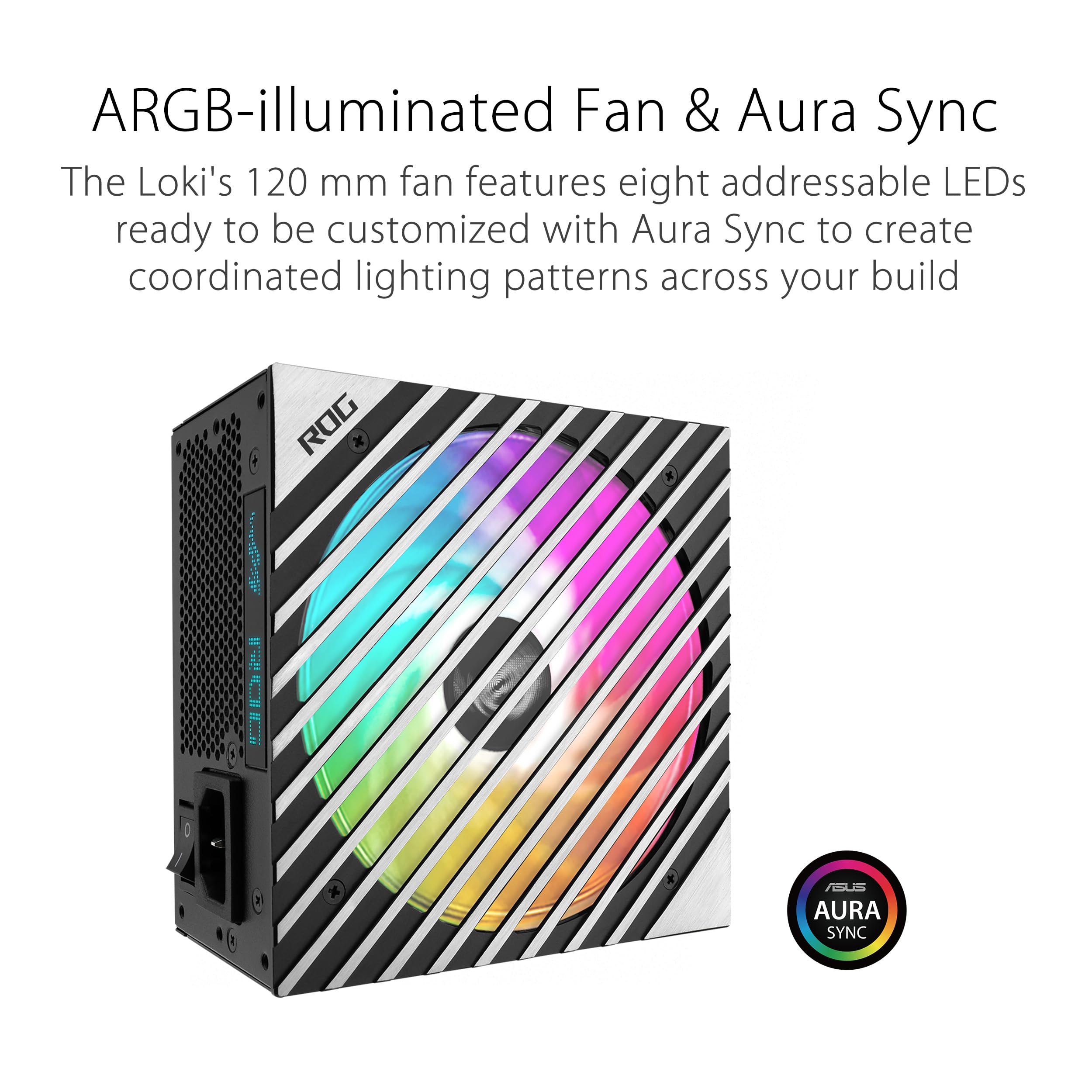 Asus Rog Loki Sfx-L 1200W, Fully Modular Power Supply, 80+ Platinum, 120Mm Pwm Argb Fan, Aura Sync, Atx 3.0 Compatible, Pcie 5.0 Ready, 10 Year Warranty - View 6