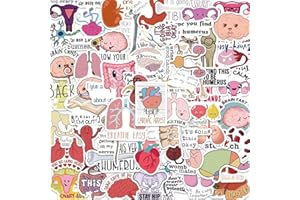 UAITODEE Anatomy Pun Stickers,Funny Anatomy Stickers,Water Bottle Laptop Scrapbooking Decals(50 Pack)