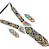 La Vivia Handmade Beaded Indian Necklace,Inspired by Native American Style Long Necklace Earrings Set,One of a Kind beaded Necklace for Women,Perfect for Occasions, Gifts