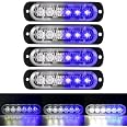 4-Pack 6-LED Strobe Light Kit - Red/Blue, 12-24V, 18 Flash Patterns, Waterproof For Trucks, SUVs, ATVs