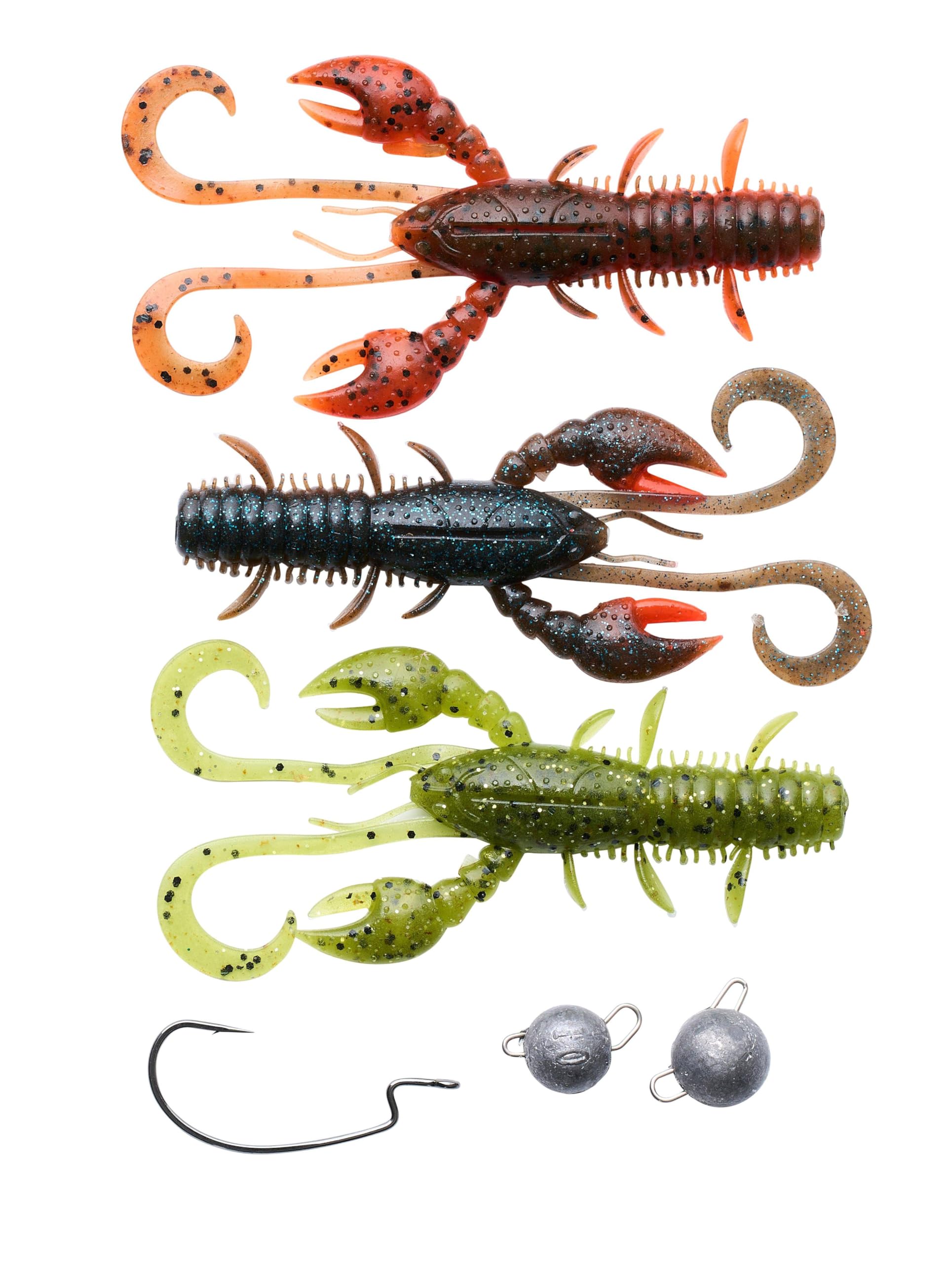 Berkley Cheburashka Fishing Pack – 6 Piece Kit with 10/14g Weights, Fusion19 Hooks, Pulse Realistic Craw Lures, Perfect for Catching Perch, Pike, Zander & More