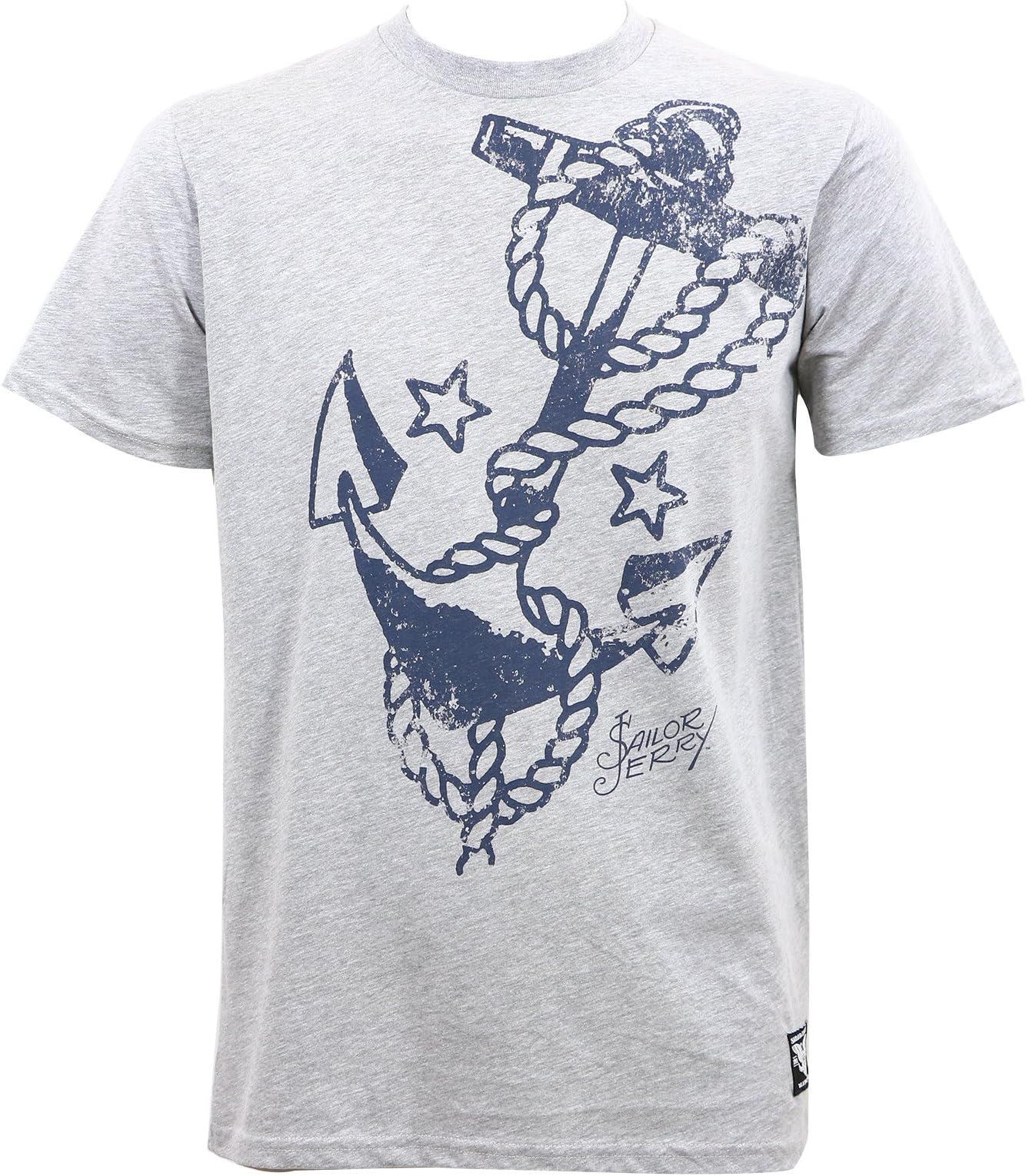 Sailor Jerry Mens Vast Anchor Grey Heather Slim Fit T-Shirt M