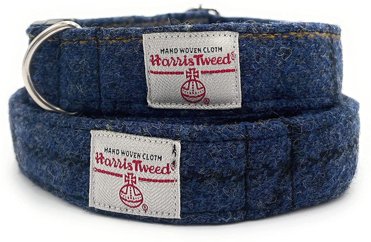 Harris Tweed Dog Collar And Lead Set Handmade (Blue Overcheck, M) โ image 1