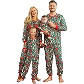 PopReal Christmas Pajamas for Family, Family Christmas Pajamas PJs Matching Sets Top Sleepwear Jammies Men Large Green&Red