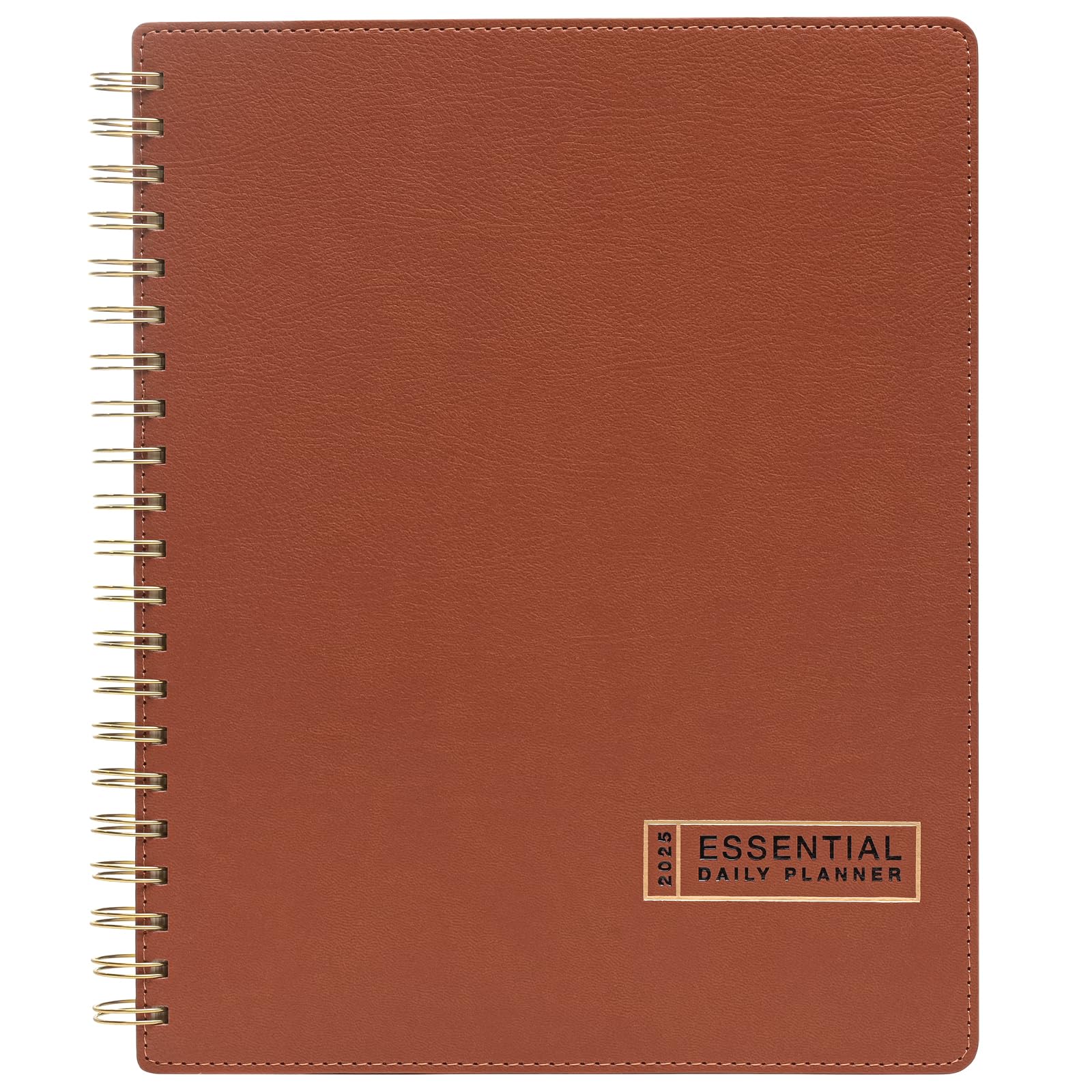 Photo 1 of Essential 2025 Monthly & Weekly Planner with Tabs, 8.5"x11": 14 Months (November 2024 - December 2025), Professional, Simple, Easy-to-Use Design (Brown Leather)