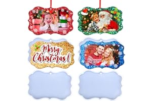 Juome Christmas Resin Molds Silicone, 4 Pcs Christmas Ornaments Photo Pendant Epoxy Resin Molds, DIY Art Crafts Jewelry Making Christmas Decorations