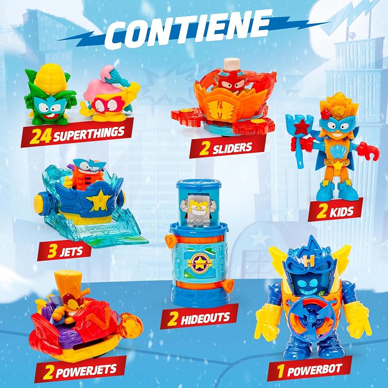 SUPERTHINGS – Calendario de Adviento. Calendario de Adviento de Navidad con 24 Regalos y Sorpresas Especiales. Incluye Minifiguras de Superthings, Kazoom Kids, Hideouts, Jets y más