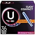 U by Kotex Click Compact Tampons, Super Plus Absorbency, Unscented, 36 Count