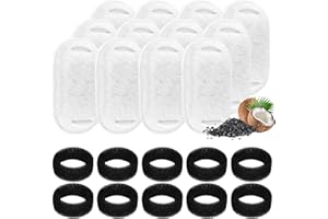 ANOVO 24 Pcs-12 Pack Cat Fountain Filters with 12 Sponges, Pet Replacement Filters for Stainless Steel 108oz/3L, 67oz/2L Pet Fountain