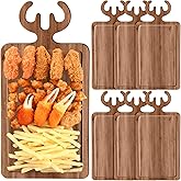 Ziliny 6 Pcs Christmas Appetizer Platter 12 Inch Cutting Board Acacia Serving Trays Wood Charcuterie Board Tray Snack Dessert Candy Dish Plate for Kitchen Gifts (Deer Antler,Rectangle)