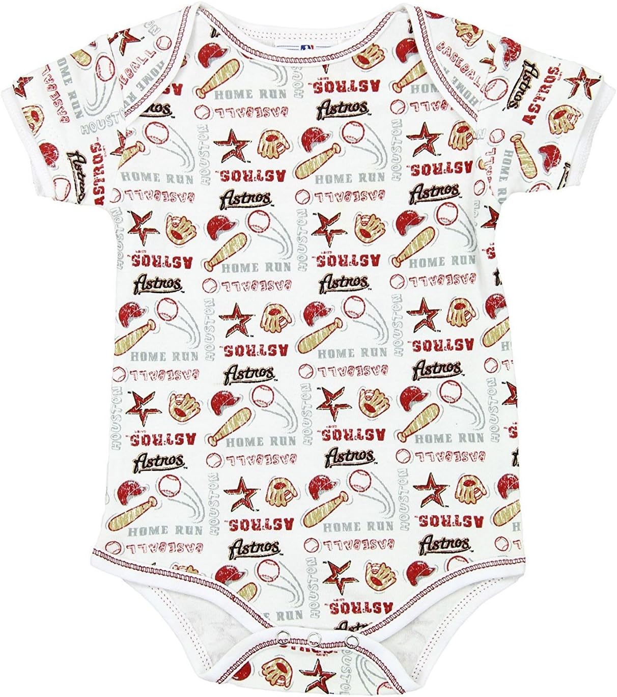 Outerstuff Houston Astros MLB Unisex Baby Infants 2 Pack Bodysuit Set, Brick Red/White