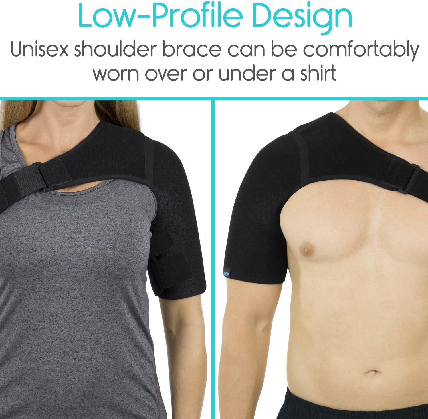 Vive Shoulder Brace - Rotator Cuff Compression Support - Men, Women, Left, Right Arm Injury Prevention Stabilizer Sleeve Wrap - Immobilizer for Dislocated AC Joint, Labrum Tear Pain (Black): Health & Personal Care