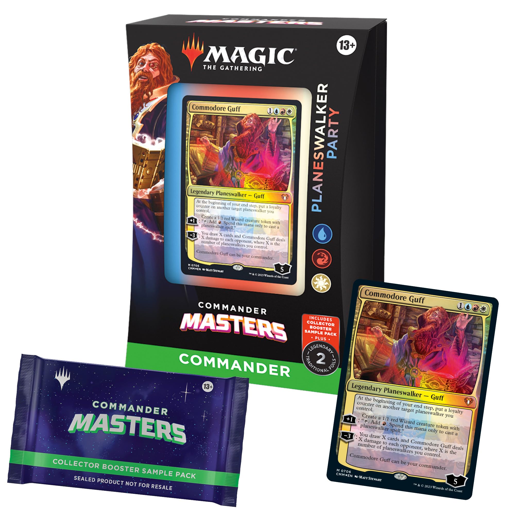 Magic: The Gathering Commander Masters Commander Deck - Planeswalker Party (100-Card Deck, 2-Card Collector Booster Sample Pack & Accessories)