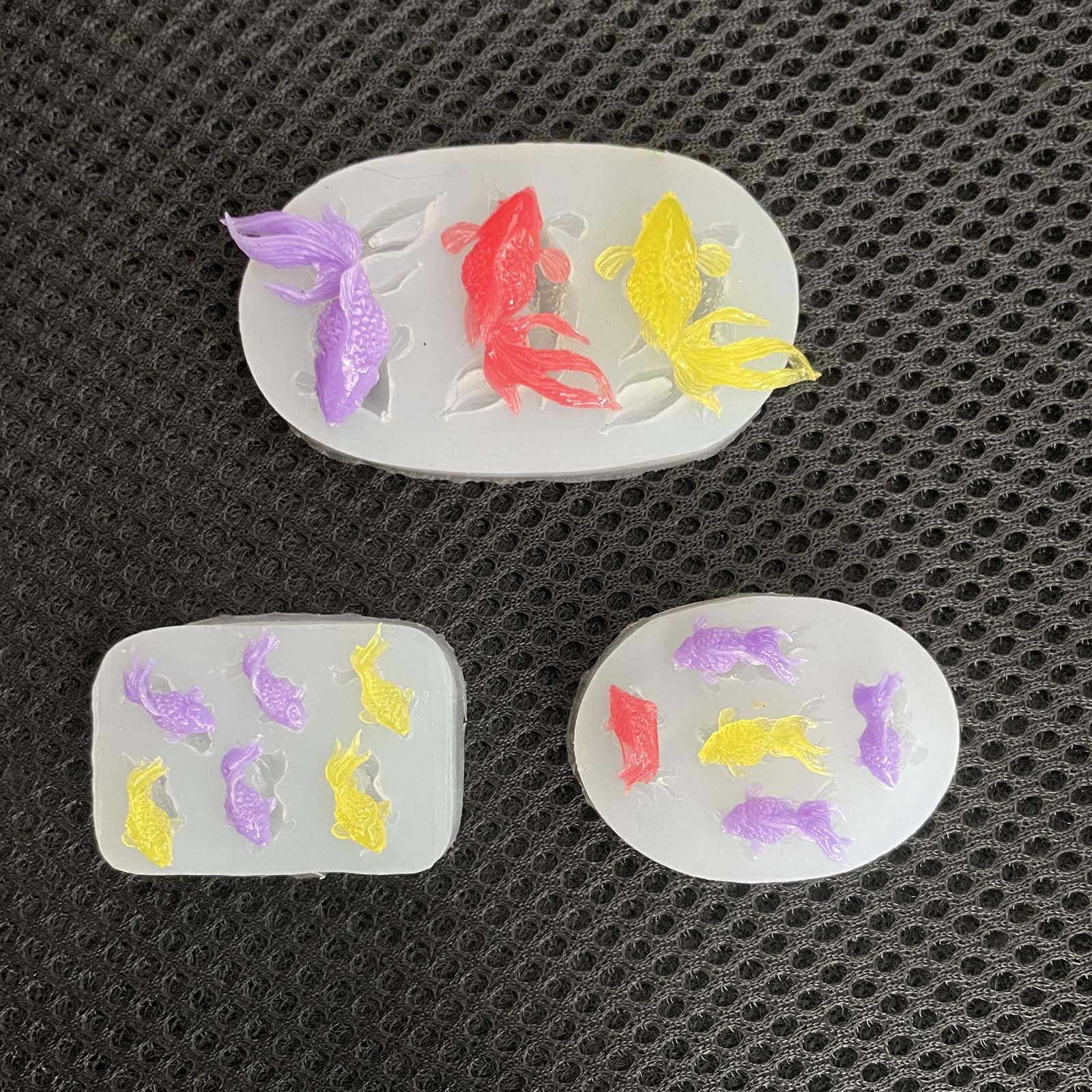 Photo 1 of Cotsdan 3Pcs Koi Fish Silicone Mold Mini Size Goldfish Epoxy Resin Mold 14 Cavities Jewelry Pendant Resin Casting Mold DIY Ear Stud Earring Necklace Charms Making Tool Nail Art Décor Handmade Craft