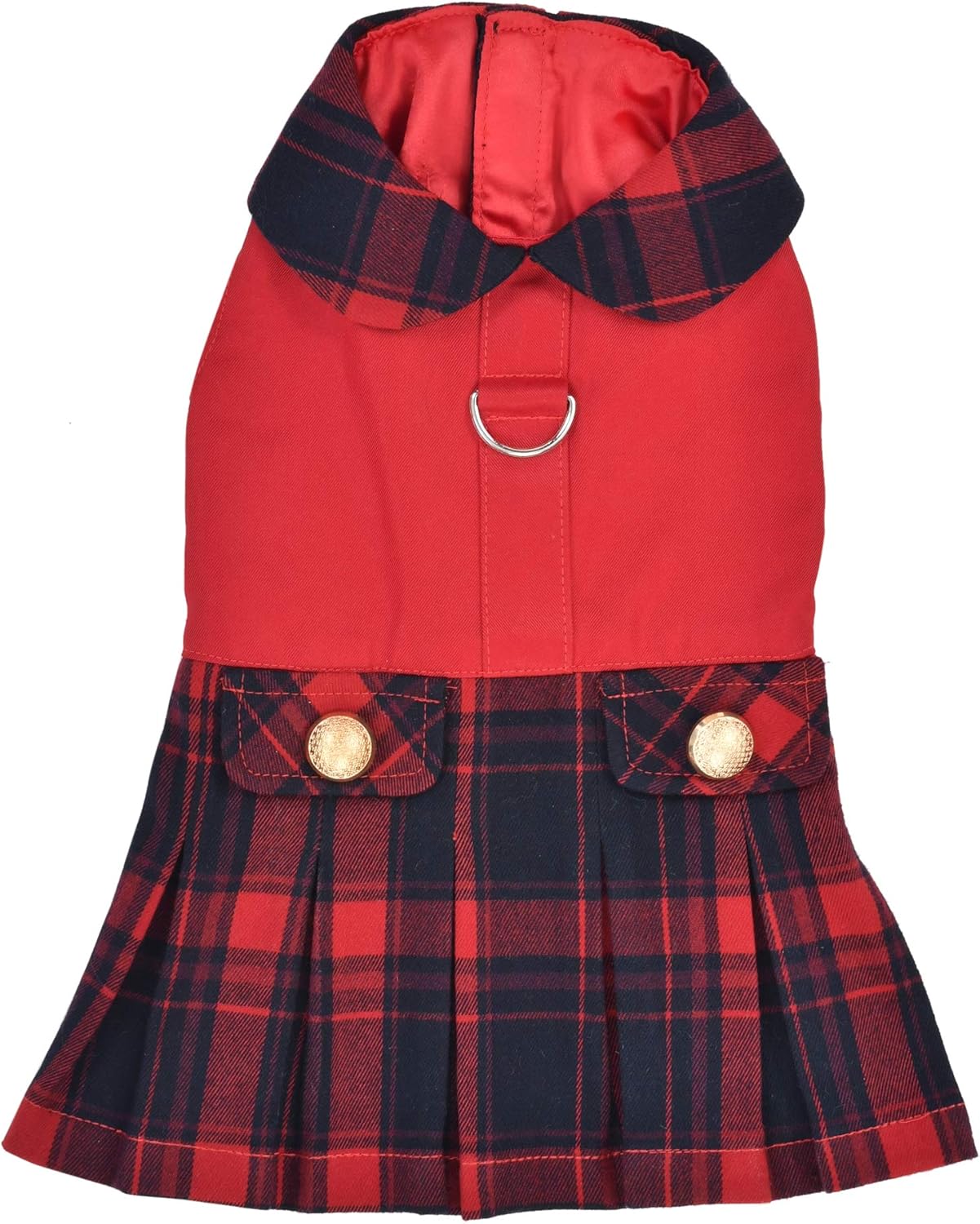 Parisian Pet Designer Scottish Red/Blue Plaid Pleated Dog Dress Holiday Party Special Occasion School Uniform