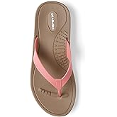 OKABASHI Women's Breeze Flip Flop (Toffee/Coral, ML) | Contoured Footbed w/Arch Support for All-Day Comfort | Slip-Resistant & Waterproof | Sustainably Made in The USA