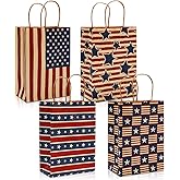 AnyDesign 16Pcs Patriotic Gift bags With Handle 4th of July Gift Bags American Flag Party Favor Bags Stars Stripes Candy Goodie Treat Bags for Independence Day Party Favor Supplies, 5.9 x 8.3 x 3.1 In