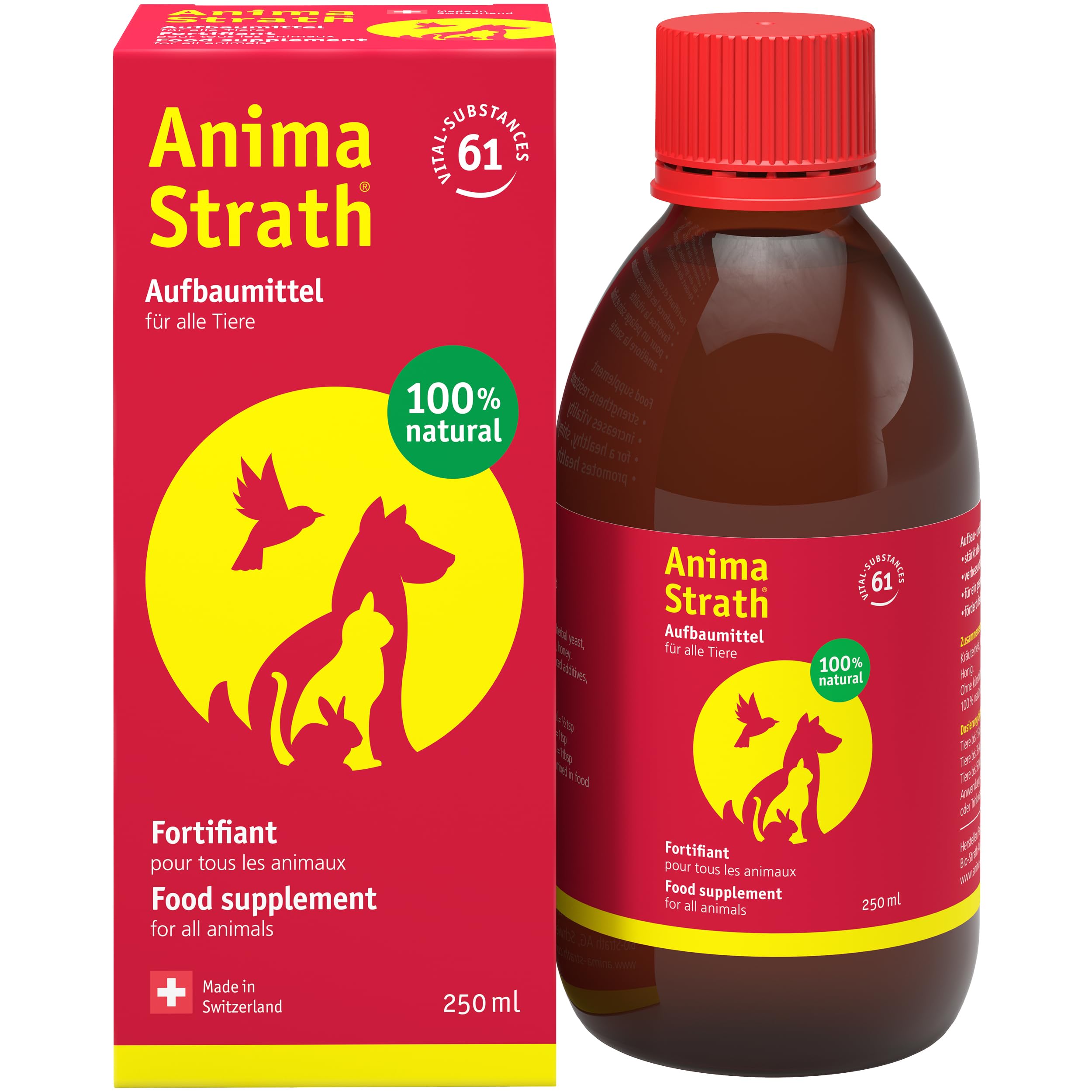 Anima-Strath Natural Herbal Yeast Liquid Vitamin Supplement for Dogs & Cats | Immunity Support & Digestion Aid with 61 Vital Nutrients, Vitamins, Minerals, Amino Acids & Prebiotic Qualities (250 ml)