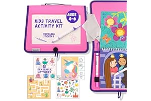 Totebook Kids Travel Educational Activity Book with Washable Markers - Car and Airplane Activities, Learning Toys for Toddlers- Search and Find, Reusable Stickers for Ages 4, 5, 6 (Princess)