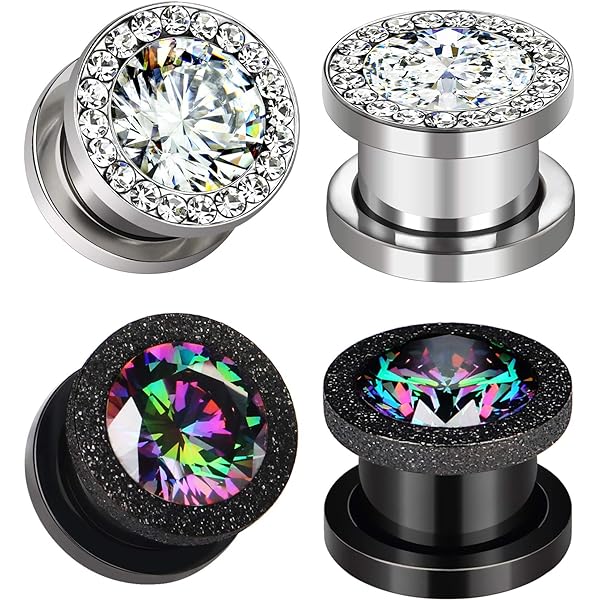 Tunnels D'oreille (gauges) KUBOOZ Bleu Planète Argenté - Opale Synthétique, Acier 316L, Tailles 00g à 1" - 7