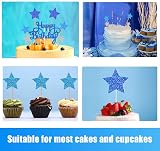 VAINECHAY Blue Star "Happy Birthday" Cake Topper for Boys Men Girls Kids Baby view 2