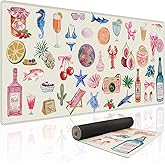 Baziabbo Desk Mat,XXL Extended Large Mouse Pad,Gaming Mousepad with Stitched Edge,Non-Slip Rubber Base Keyboard Desk Pad for Home Office Study Game (Colorful Stickers)